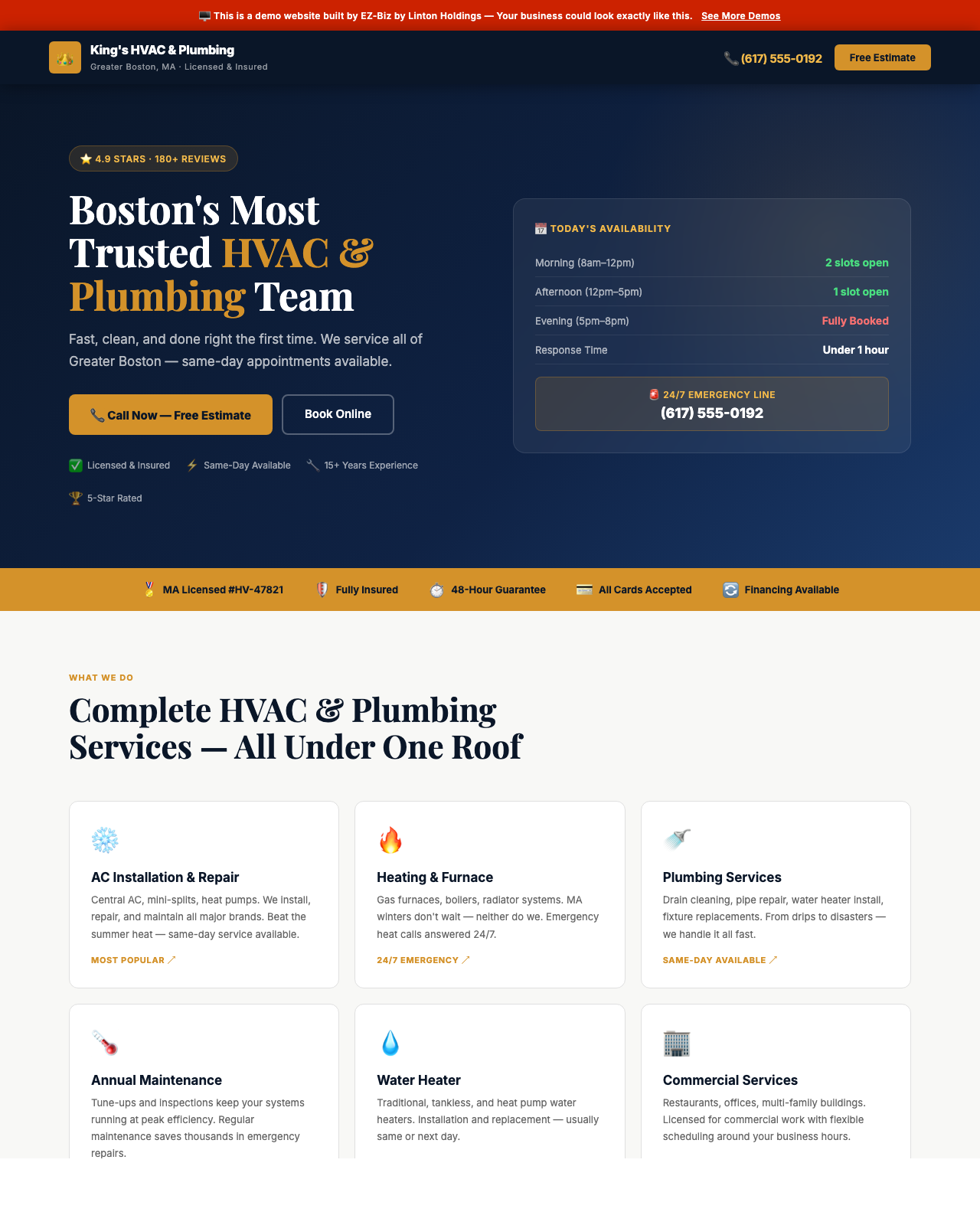 King's HVAC site preview